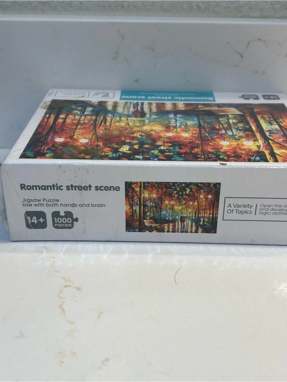 1000-piece jigsaw puzzle themed Romantic Street Scene by Bull Qihan Toys Sealed